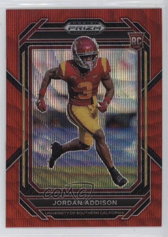 2023 Panini Prizm Draft Picks Ruby Wave Prizm Jordan Addison #136 4jk