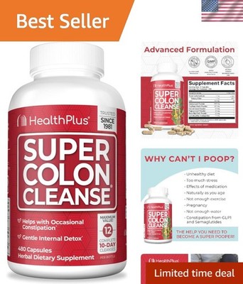 Super Colon Cleanse: 480 Capsules for Digestive Support & Constipation Relief