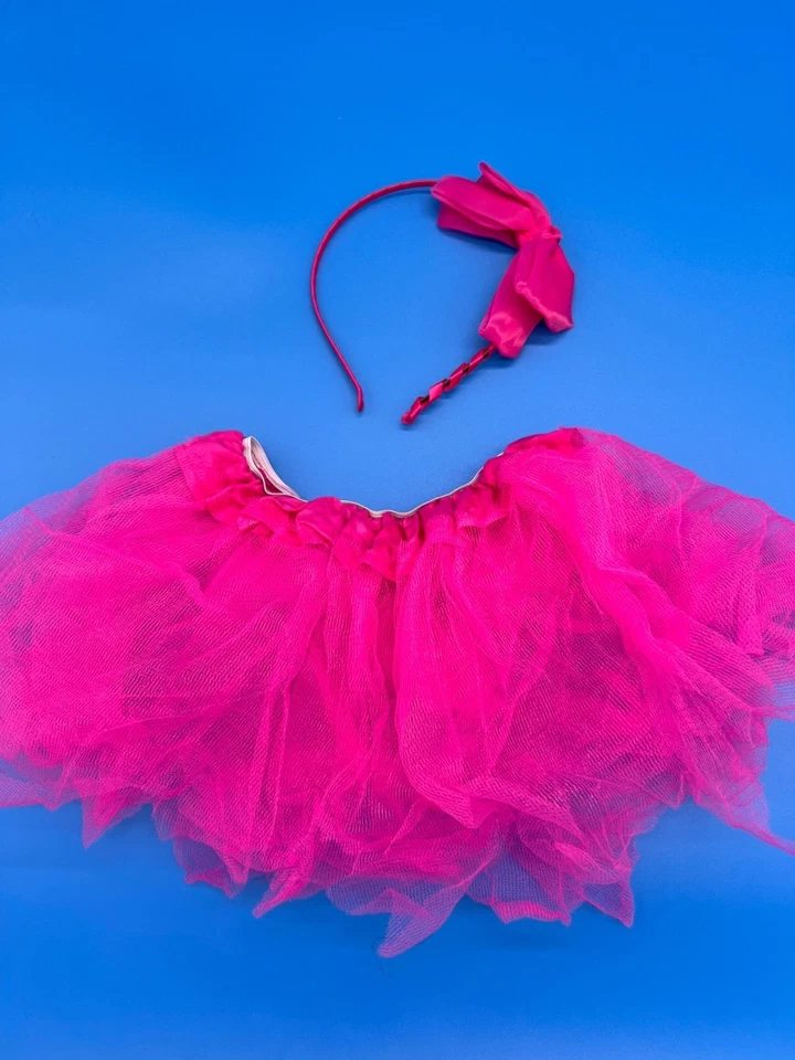 Conjunto de fantasia rosa neon para meninas dos anos 80 com luvas e joias - Imagem 4 de 4