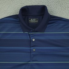 Ben Hogan Polo Shirt Mens Large Blue Stripe Performance Golf Tagless Top