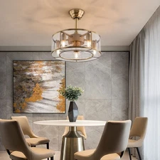 18inch 40W Industrial Indoor Cage Ceiling Fan Chandelier Gold w/ Remote Control