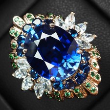 SPECIAL DESIGN RINGS WITH ROYAL BLUE SAPPHIRE 8CT 925 STERLING SILVE RING SIZE 7