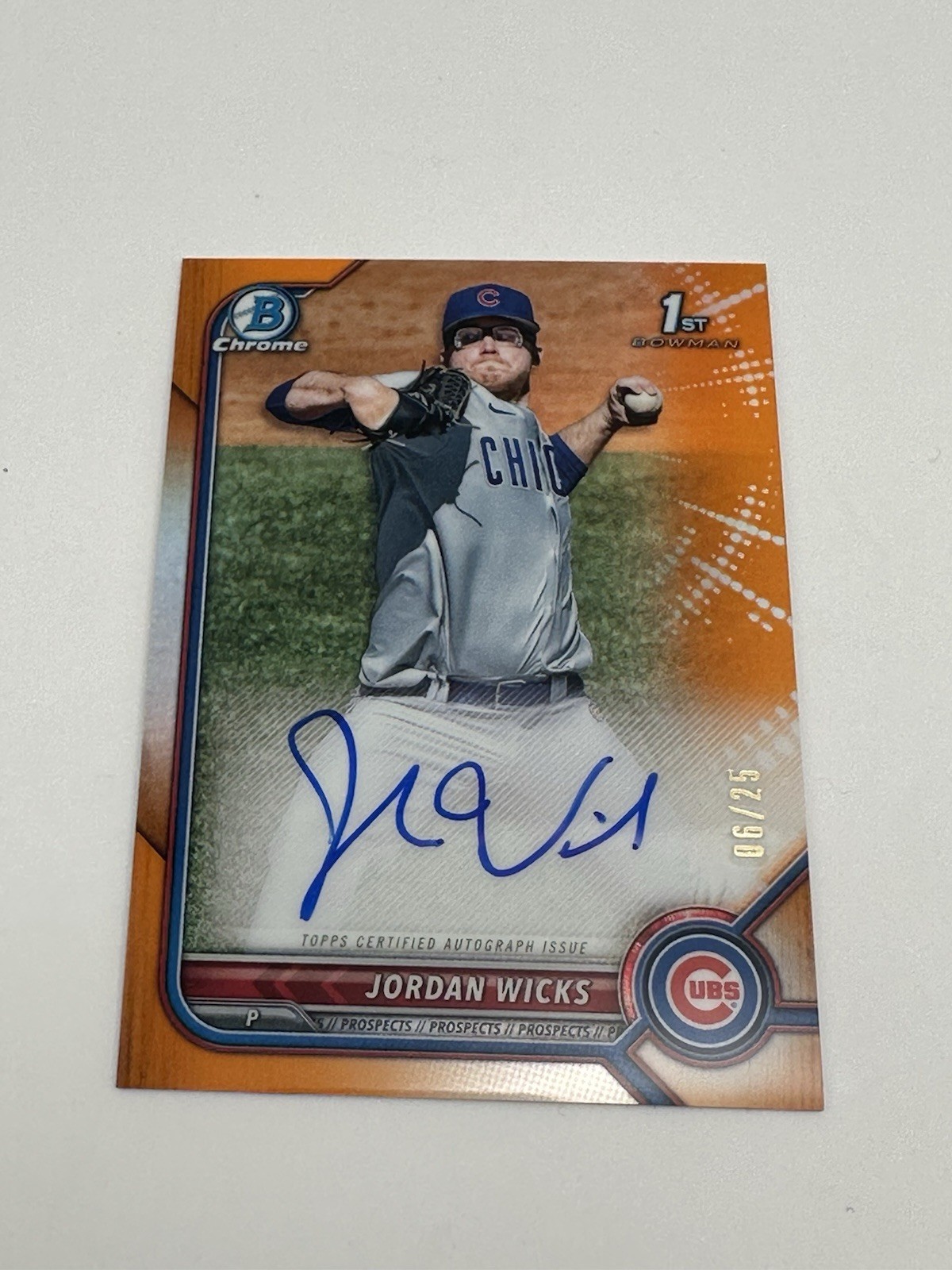 2022 Bowman Chrome 1st Prospect Autographs Jordan Wicks #CPA-JW Orange /25