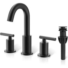MTTCLE 8 in. Widespread Mid Arc Bathroom Sink Faucet w/ Drain in Matte Black