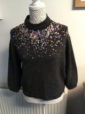 Zara Women’s grey Sequin Round Neck Jumper Size L (14)