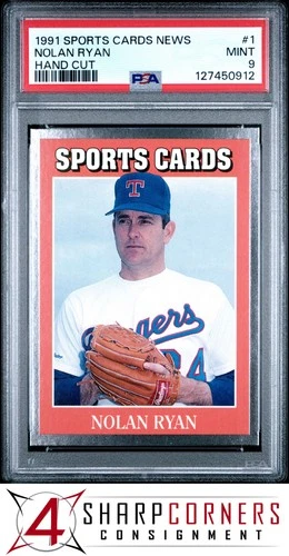 1991 ALLAN KAYE'S SPORTS CARDS NEWS MAGAZINE HAND CUT #1 NOLAN RYAN HOF PSA 9