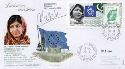 NOBEL PRIZE LAUREATE Malala Yousafzai autograph, FDC signed
