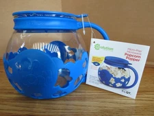 Ecolution Micro-Pop Microwave Popcorn Popper 1.5QT Blue Glass Bowl Eco Safe