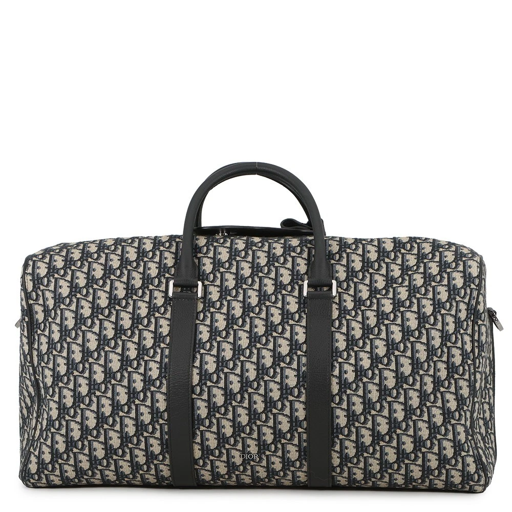 Dior — Dior Oblique Jacquard Lingot 2-Way Travel Bag Size 50 Canvas/Leather Beige/N...