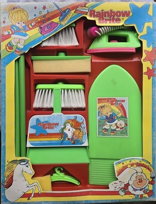 Rainbow Brite Doll Playset Cleaning Accessories Iron Brush Sponge Vintage Boxed