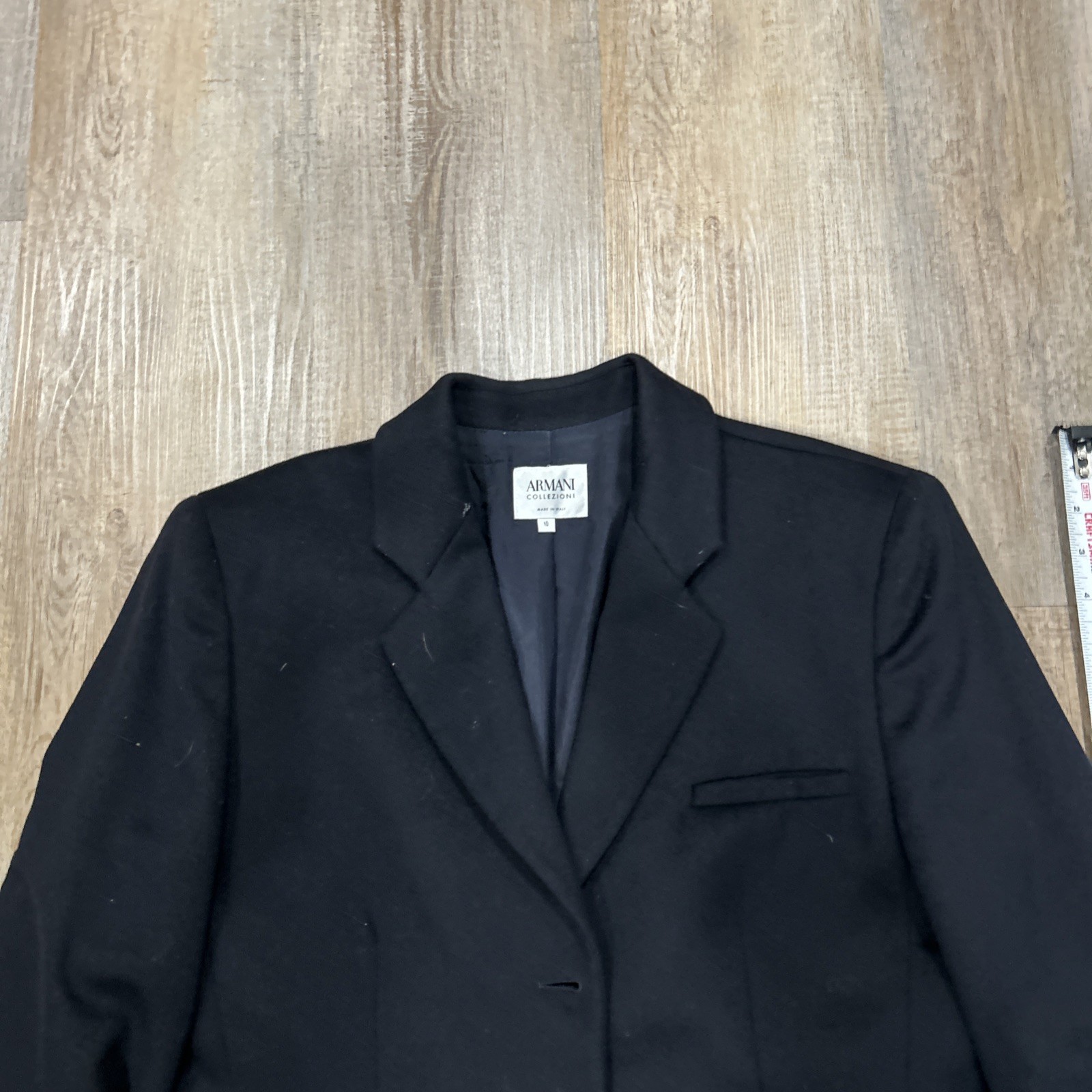 Armani Collezioni Blazer Womens Black Wool Mohair Single Breasted Jacket Size 10