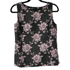 Talbots Dark Green‎ Pink Floral Side Zipper Career Dress Top Womens 4