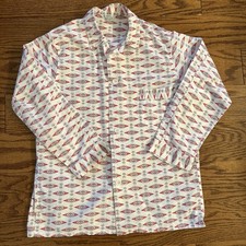 J C Penney Towncraft Pajama Set Mens M VTG 70s Geometric Retro Red and White.