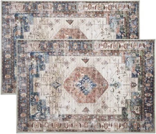 2 Pcs Washable Indoor Doormat,Non Slip 24" x 36", As Picture Show 