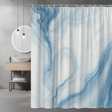 Watercolor Blue and White Shower Curtain - Elegant Bathroom Decor