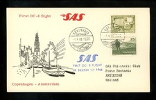 Postal History Denmark #415+424 Card Air Flight SAS 1966 Copenhagen Netherlands