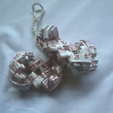 White Braided Rope Shoe Laces w/ Red Text, Wo...