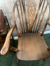 Vintage Jaycee Oak Dining Wheel Back Windsor Chairs