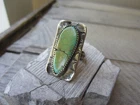 Vintage Native American Hand Crafted STERLING SILVER Turquoise RING Sz 6