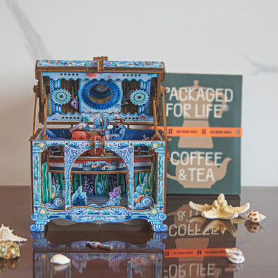 3D Wooden Treasure Chest Puzzle DIY Mechanical Model Kit Gift