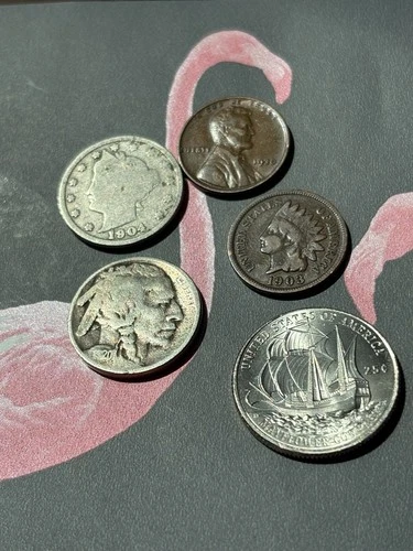 US Coin Lot! Indian Head Cent, Wheat Penny, Liberty V & Buffalo Nickel ~Free S&H