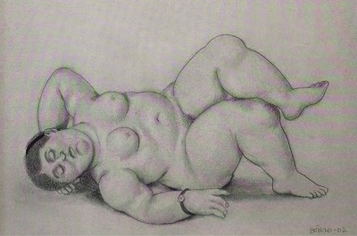 FERNANDO BOTERO  Reclined Nude  Plate Signed Latin American Art Print