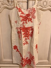 J. Crew Mirabelle Sundress Size 8 Ivory With Coral Embroidery
