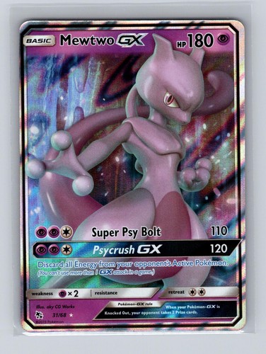 Mewtwo GX 31/68 Holo GX Rare Hidden Fates Pokemon Holo Near Mint