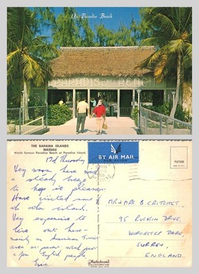 Postkarte - Paradise Beach Eingang Nassau Bahamas 1966 POSTED