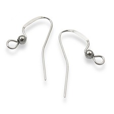 20 Stainless Steel Ear Wires  3mm Accent Bead - Elongated Flat Earring Hook