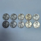 Walking Liberty Half Dollars Lot of 10 Circulated 1934-1945 Full Date Lot #12