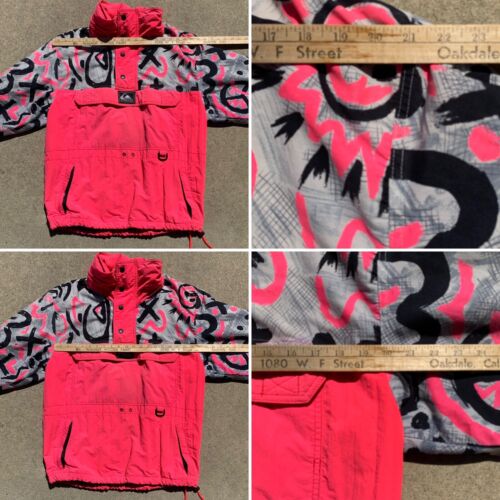 vintage Quicksilver World Force pullover jacket 80s neon geometric made in USA M - Picture 9 of 12