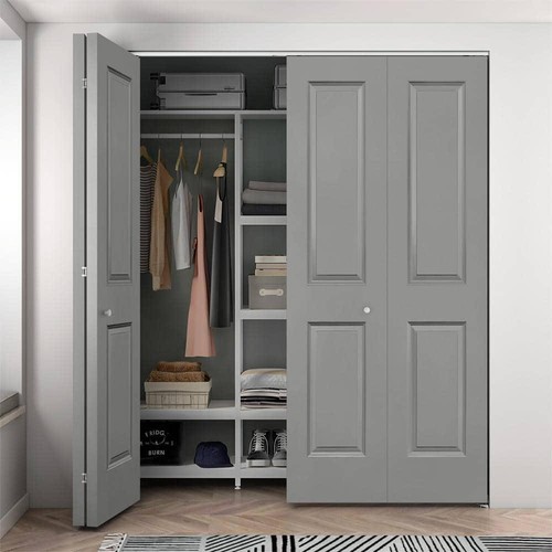 CALHOME Bi-Fold Double Closet Door W/Hardware Kit 60"x80" 2-Panel Light-Gray - Picture 3 of 3