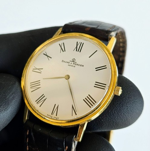 Vintage Swiss Baume & Mercier 18K Solid Gold Mens Quartz Watch