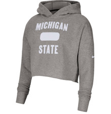Nike Women's Michigan State University Crop Hoodie Pullover DH3881 050 Size 2XL