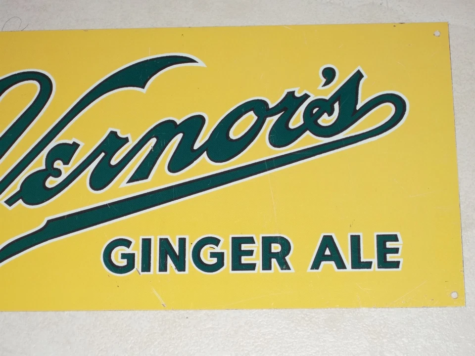 BEWARE! NOT 1950's-Fake! VERNOR'S GINGER ALE ca.1999 FANTASY SIGN-Tin WHITE BACK - Image 3 of 4