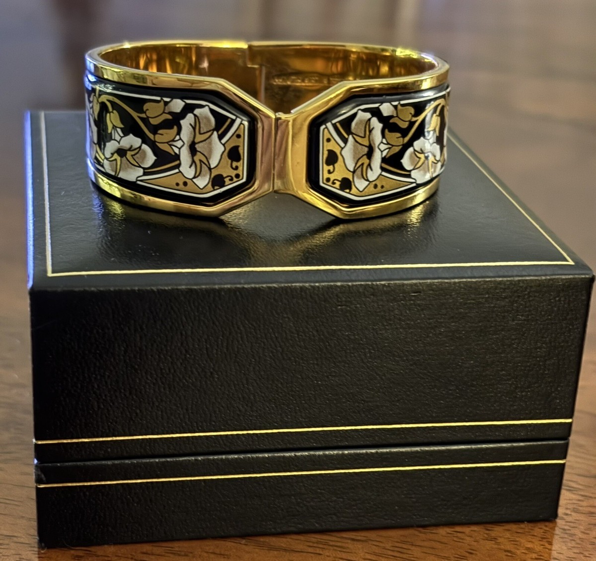 Vintage Michaela Frey Wien 24KGold Plated Enamel Wide Bangle Vintage Michaela Frey Wien 24KGold Plated Enamel Wide Bangle