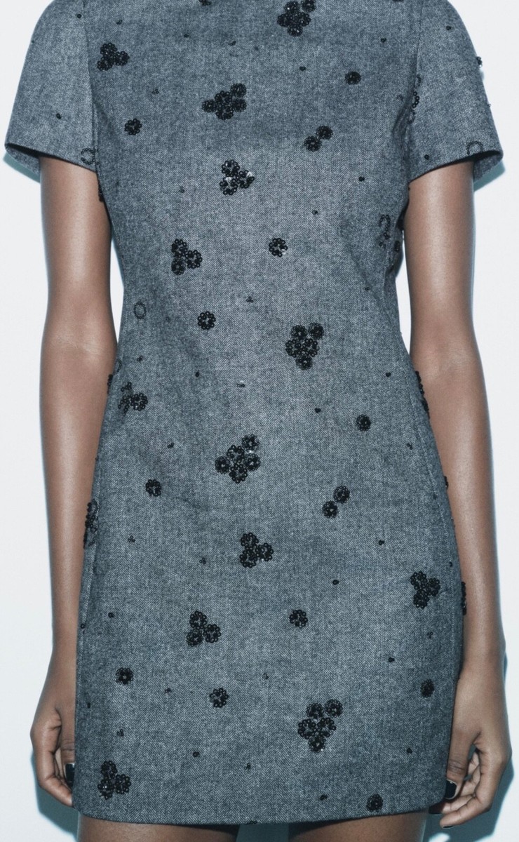 ZARA NEW EMBROIDERED MINI DRESS 3736/246 (size XS) | eBay