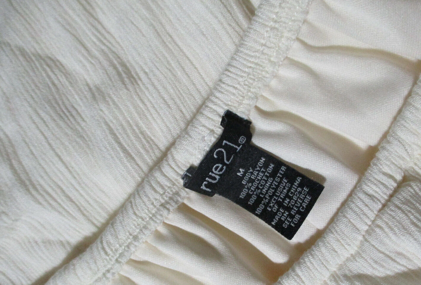 OFF WHITE Abito donna Rue 21 medio bianco sporco pizzo uncinetto spalle scoperte boho coquette