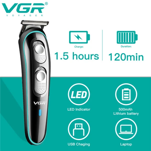 VGR Professional Rechargeable USB Cordless Electric Hair Clippers Trimmer Barber - Picture 5 of 12