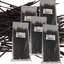 500 7" Cable Ties BLACK 180mm Long 4.8mm Wide 50lb Strong Industrial Wire Ziptie