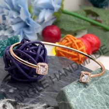 PANDORA 14k Rose Gold-plated Square Sparkle Open Bangle Bracelet 588508c01-3  for sale online | eBay