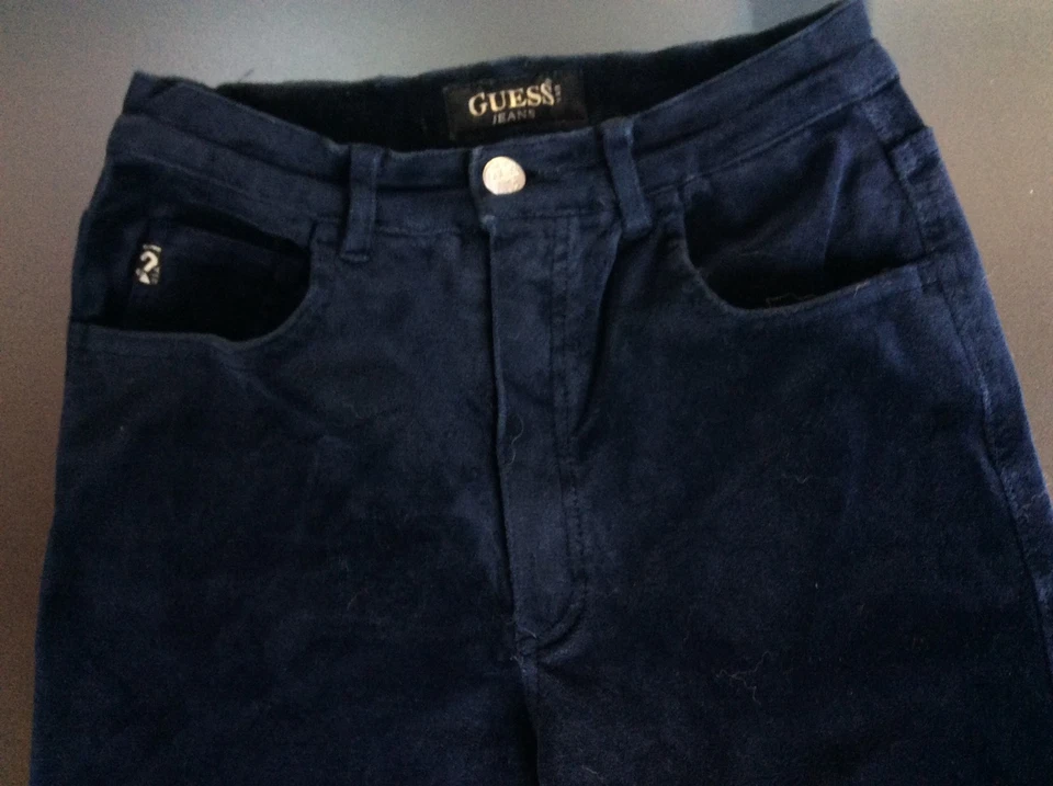 GUESS JEANS PANTALONI IN VELLUTO BLU DONNA  TG 30 MADE IN ITALY VINTAGE ANNI '90 - Immagine 2 di 4