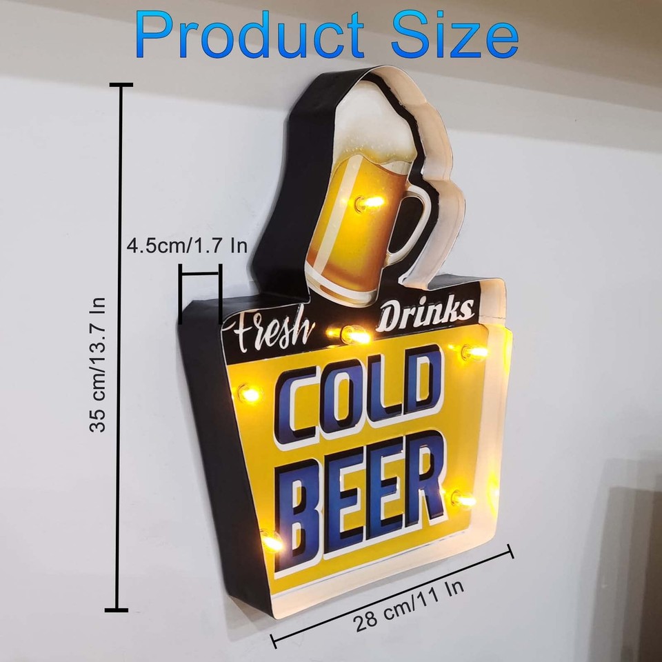 Metal Bar Sign Vintage Metal Shop Light Up Signs Wall Decorations Wall