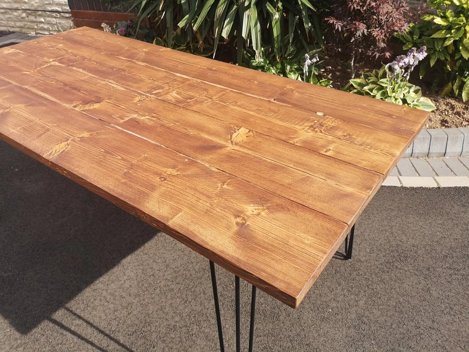 Reclaimed scaffold board table/desk - 6 foot - Dark Oak - Image 2 of 4