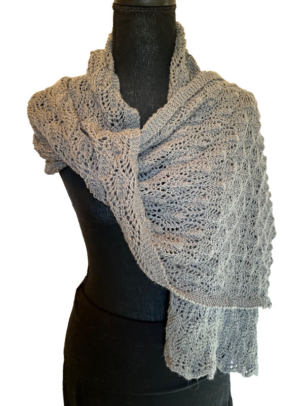 Ob.D. Handmade, Hand Knit Sophisticated Leaf Lace Stole/Scarf/Wrap