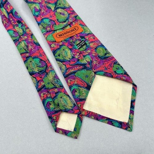 MISSONI Tie Multicolor Colorful Silk Necktie Abstract Art 3.5x58 VTG Cravatte - Picture 4 of 8