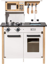 Wooden Play Kitchen, Kids Kitchen Playset with Realistic Design, Toy Kitchen Gif