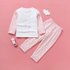 Home Wear Girl 2Pc Outfits Tracksuit Tops Pants Set Children Sport Loungewear