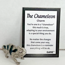 Ganz The CHAMELEON Charm Figurine +Poem Card Adapt To Your Environment 1 1/2"